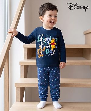 Babyhug Disney 100% Cotton Knit Full Sleeves T-Shirt & Pyjama Night Suit With Winnie The Pooh Graphics- Multicolor