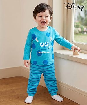 Babyhug Disney 100% Cotton Knit Full Sleeves T-Shirt & Pyjama Night Suit With Monster Graphic - Multicolor