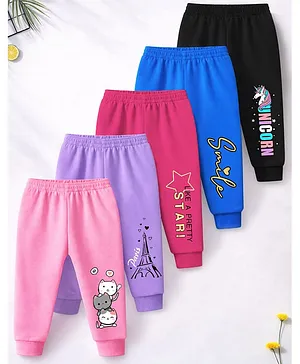 Trampoline Cotton Blend Knit Pack Of
                              5 Unicorn Eiffel Tower & Kittens
                              Printed Pajamas - Multi Colour