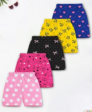 Trampoline Cotton Blend Knit Pack Of
                              5 Heart Animal & Star Printed Shorts -
                              Multi Colour