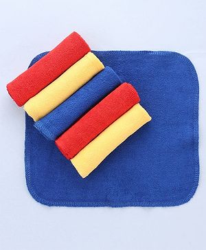 Bahyhug Cotton Knit Solid Hand & Face Towel Pack Of 6 L 25.4 x B 25.4 cm - Multi Color