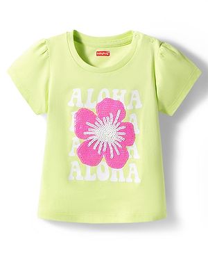 Babyhug Cotton Knit T-Shirt Half Sleeves Sequins Detailing Multi Color 6-9 Months