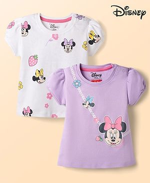 Babyhug Disney Cotton Knit Half Sleeves T-Shirt with Minnie Mouse Graphic Multi Color 2-3 Years Pack of 2