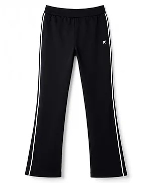 Doreme Knitted Full Length Flared Lounge Pant
                      With Logo Print - Black