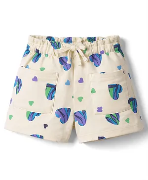 Doreme
                              Sinker Knit Above Knee Length Shorts With
                              Heart Print - Multicolor