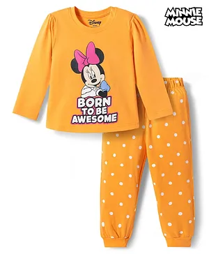 Babyhug Disney Single Jersey Knit
                              Full Sleeves T-Shirt & Pyjama Night
                              Suit with Minnie Mouse Graphics - Orange