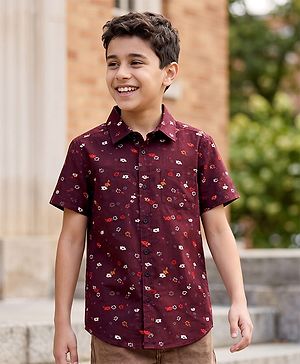 Pine Kids Cotton Woven Shirts Printed Half Sleeves Multi Color 4-5 Years