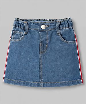 Babyhug Denim Mid Thigh Solid Skirts With Stretch - Blue