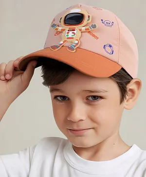 Vritraz Woven Robot Applique Detailed Baseball Cap - Orange - Circumference 52 - 56 Cm