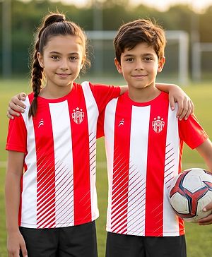 Pine Active Knit Half Sleeves Striped T-Shirt - Red & White