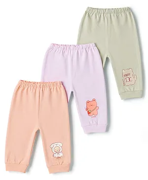 Simply Sinker Knit Full Length Animal
                              Printed Lounge Pants Pack Of 3 - Peach
                              Lilac & Light Green
