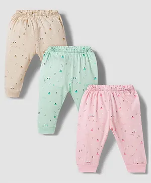 Simply Sinker Knit Full Length
                              Vehicles Printed Lounge Pants Pack Of 3 -
                              Mint Baby Pink & Cream