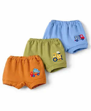 Simply Interlock Knit Bloomers with Vehicle
                      Print Pack of 3 - Multicolor