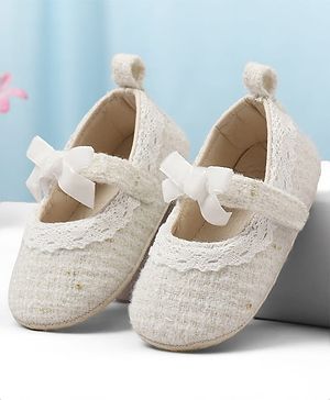 Cute Walk by Babyhug Velcro Closure Booties With Lace Detailing - White