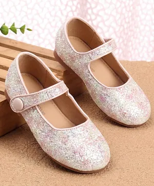 Babyoye Velcro Closure Ballerina with Glitter Print - Pink