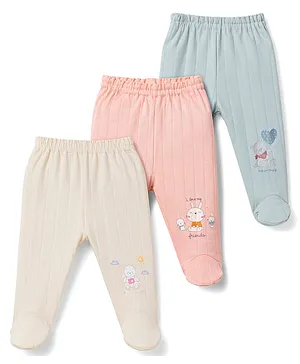 Zero Sinker Knit Animal Printed
                              Bootie Leggings Pack Of 3 - Light Blue
                              Peach & Beige