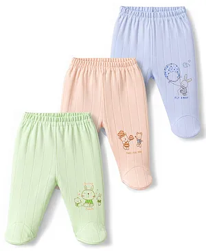 Zero Sinker Knit Animal Printed
                              Bootie Leggings Pack Of 3 - Light Blue
                              Green & Peach