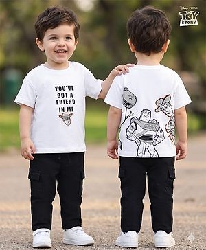 Bonfino Disney Single Jersey Knit Half Sleeves T-Shirt & Jeans Set With Front & Back Toy Story Graphics - Multicolor