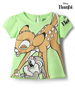 Babyhug Disney Single Jersey Knit Half Sleeve T-Shirt with Bambi Graphics Green 3-6 Months