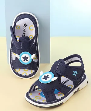 Cute Walk by Babyhug Velcro Closure Sandals
                      with Applique - Navy Blue