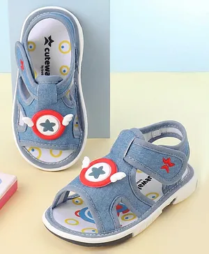 Cute Walk by Babyhug Velcro Closure Sandals
                      with Applique - Blue