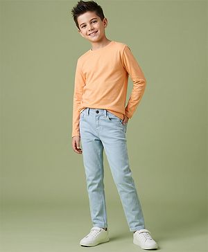 Pine Kids Denim Woven Full Length Washed Jeans - Light Blue