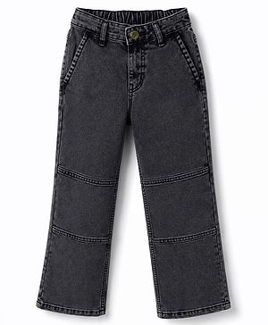 Pine Kids Denim Woven Full Length Washed Cut N Sew Jeans - Grey