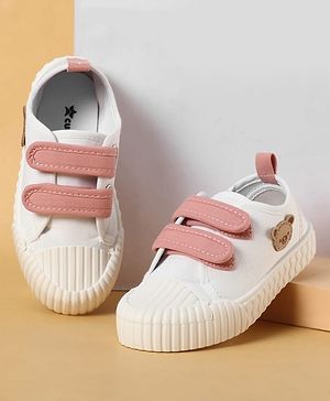 Cute Walk by Babyhug Velcro Closure Casual Shoes with Teddy Applique - Peach