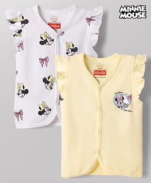 Babyhug Disney Single Jersey Knit Frill Sleeves Jhablas with Minnie Mouse Graphics Pack of 2 - Multicolor