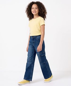 Pine Kids Woven Full Length Washed Denim Jeans - Blue
