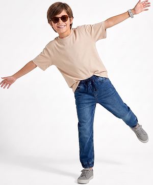 Pine Kids Denim Woven Full Length Washed Jeans - Navy Blue