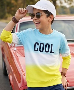 Pine Kids 100% Cotton Knit Full Sleeves Cool Printed Sweatshirt - Light Blue