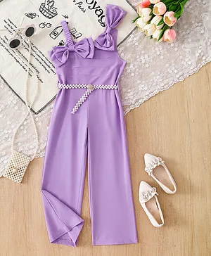 Mark & Mia Sleeveless Solid
                              Jumpsuit With Bow Applique & Belt -
                              Lavender