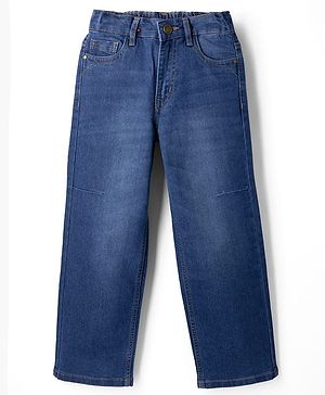 Pine Kids Denim Woven Full Length Washed Jeans - Blue