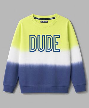 Pine Kids Cotton Knit  Full Sleeves Sweatshirt with Dude Print- Navy