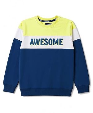 Pine Kids Cotton Knit Full Sleeves Sweatshirt with Awesome Print- Navy