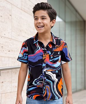 Pine Kids Cotton Woven Printed Half Sleeves Collar Shirt Multi Color 4-5 Years