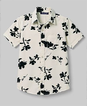 Pine Kids Cotton Woven Printed Shirts Half Sleeves - Off White