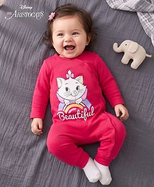 Babyhug Disney 100% Cotton Knit Half Sleeves Romper With Marie Graphic - Red