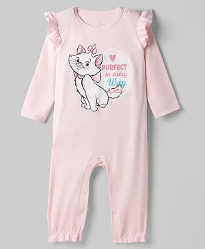 Babyhug Disney Interlock Knit Full
                              Sleeves Romper With Marie Graphics - Pink