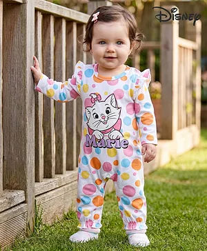 Babyhug Disney Interlock Knit Full
                              Sleeves Romper With Marie Graphics -
                              White