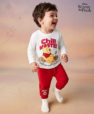 Babyhug Disney 100% Cotton Knit Full Sleeves T-Shirt & Pyjama Night Suit With Winnie The Pooh Graphic - Multicolor
