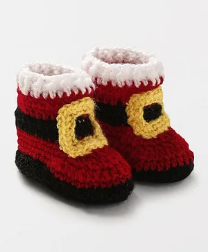 Knits & Knots crochet Ankle Length Booties - Red & Yellow