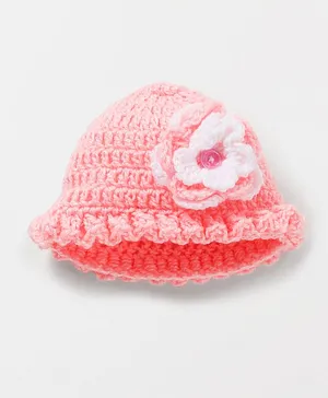 Knits & Knots crochet Flower Applique Cap - Pink