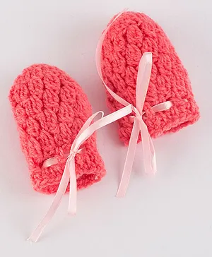 Knits & Knots Mittens With Lace - Pink