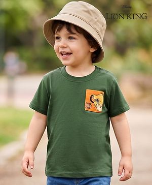 Babyhug Disney Cotton Knit T-Shirt Half Sleeve Round Neck with Lion King Graphic Green 6-9 Months