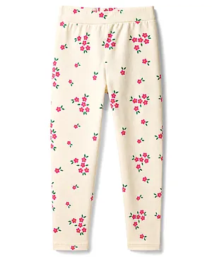 Pine Kids
                              Cotton Lycra Knit Full Length Floral
                              Printed Leggings With Stretch - Ivory