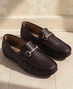 Pine Kids Slip On Formal & Party Wear With Applique - Brown