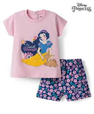 Babyhug Disney Single Jersey Knit
                              Half Sleeves T-Shirt & Shorts Night
                              Suit with Snow White Graphics - Pink