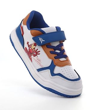 Pine Kids Marvel Velcro Closure Casual Shoes With Iron Man Print - Blue & White